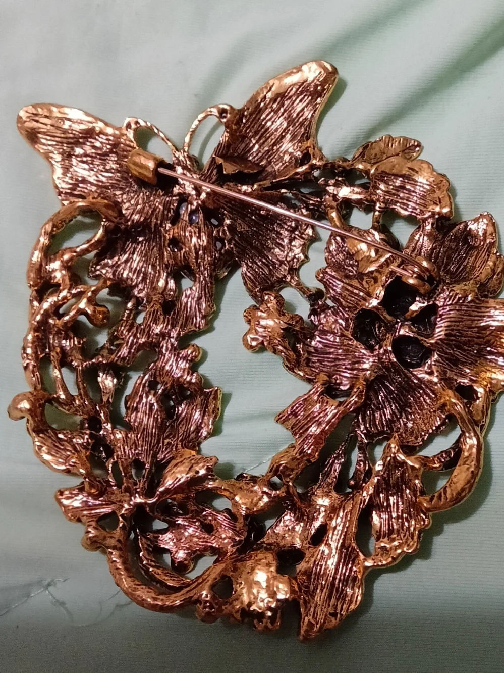 Vintage-Inspired Floral Butterfly Brooch -